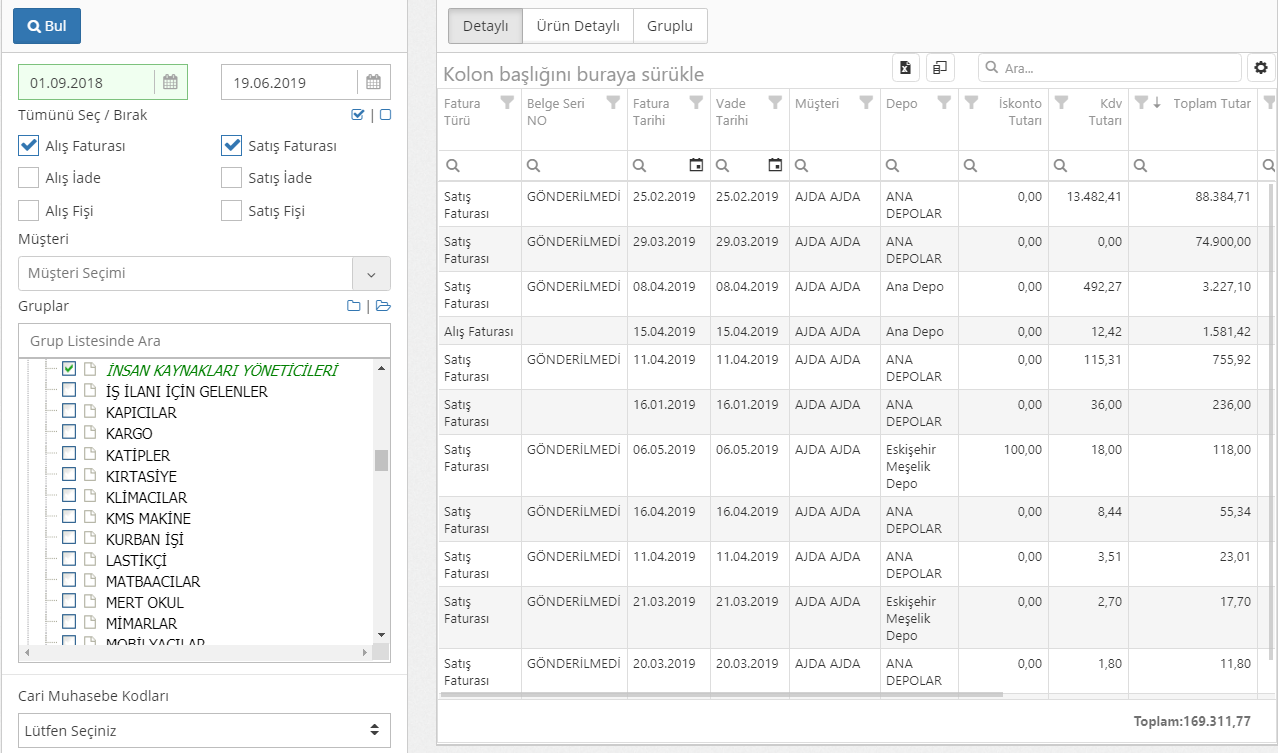 fatura raporları nasıl alınır